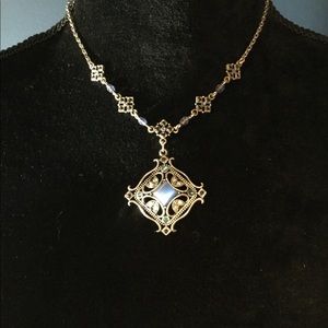 Pretty blue stone medallion necklace